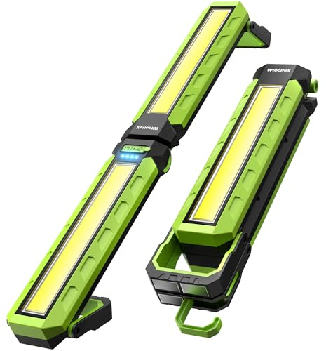 Work Light - 5200mAH Foldable Magnetic Under Hood Working Light with Hooks, Portable Magnetic Rechargeable Cordless 3300LM Job Site Lighting for Mechanic/Car Repairing/Garage