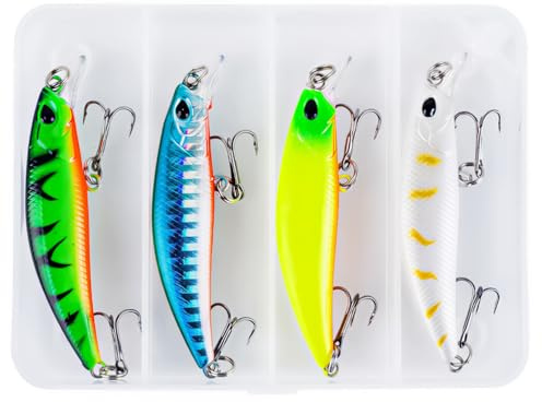 Steinn Wobbler Minnow Kit de leurres artificiels | Poisson prédateur sandre perche | avec boîte à appât