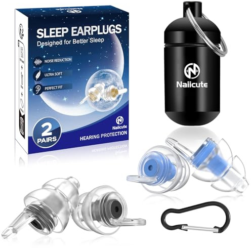 Naiicute öhrstöpsel schlaf 2 Paar, Gehörschutz Ohrenstöpsel gegen Schnarchen, Ohr-Stöpsel lärmreduzierung Noise Cancelling Silikon Sleep Ear Plugs für Schlafen Arbeiten Reisen, Erwachsene Kinder 12+