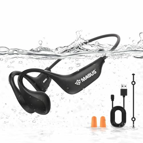 MABUS Auriculares Open-Ear con Conducción Ósea – 16GB Memoria, Sumergibles IP68, Ideales para Natación, Ciclismo y Running. Bluetooth 5.4 Batería de 8.5h con Carga Rápida
