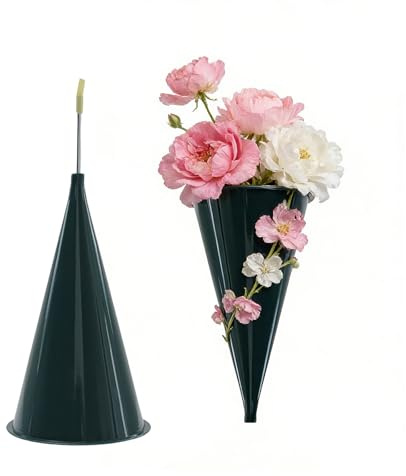 LdawyDE 2 Pcs Vasi per Cimitero, Vaso per Tomba con Picchetto, Grandi Vasi Decorativi in Plastica per Cimitero, Giardino e Terrazza (20,8 x 11,4 cm, Verde)