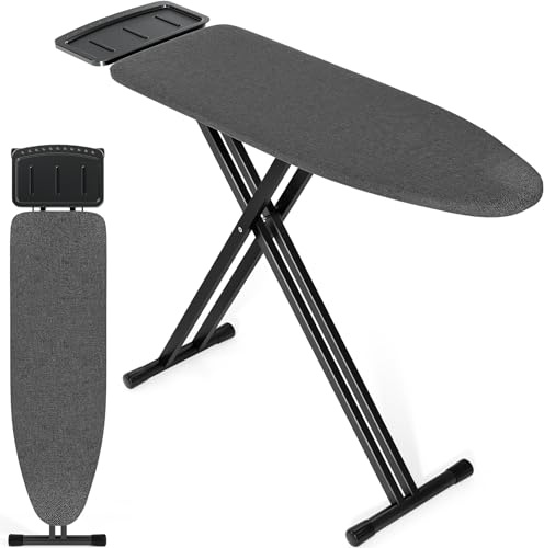 APEXCHASER Ironing Board Full Size, Iron Board and Ironing Board Set Height Adjustable, Foldable Ironing Boards Standard Size, Iron Table Stand with Anti-Skid Legs and Iron Rest, 13 x 43 Black