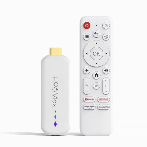 H96Max Android 14.0 TV Stick Android TV OS 4K Ultra HD, TV Stick Amlogic S905L3 Quad-Core 16GB WiFi6 2.4G/5.8Ghz BT5.0 4K AV1 Ultra HDR10+ BT5.0 Reproductor de hogar inteligente con control de voz
