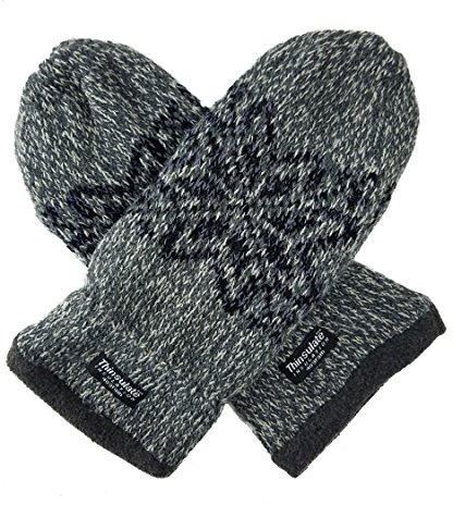 BRUCERIVER Moufles Gants Tricot Flocon de Neige Homme, Gris, S/M