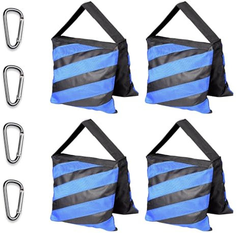 EMART Heavy Duty Sandbag,Weight Bags Photo Studio Saddlebag Design for Photography Stand Light Stand Tripod, Outdoor Patio, Sports, Photo Sets, Film Sets, Live Productions-(Black & Blue-4 Packs)