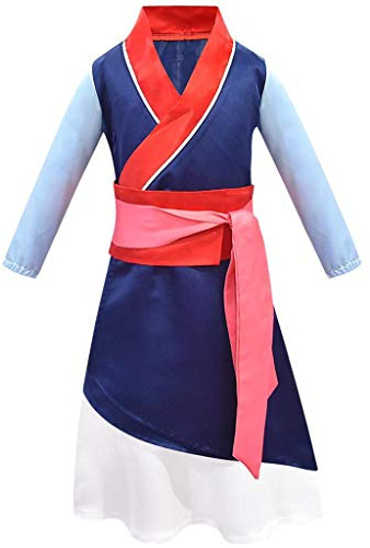 Lito Angels Costume Vestito da Principessa Hua Principessa Guerriera per Bambina Hanfu Vestire l'eroina Cinese per Carnevale, 9-10 Anni Blu 276 (150)
