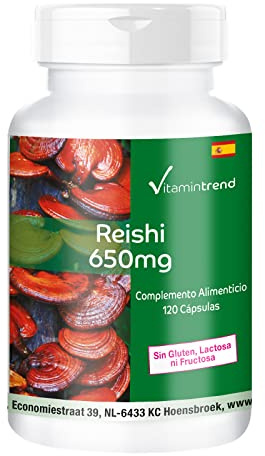 Vitamintrend Reishi Pulver 650mg, 120 Kapseln, hochdosiert, Nahrungsergänzungsmittel vegan ohne Magnesiumstearat, in Deutschland hergestellt