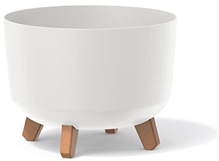 Prosperplast Gracia Standard blomkruka med avtagbara ben inkl. insats för inomhus- och utomhusbruk, planteringskruka, rund plast (290 mm, vit)