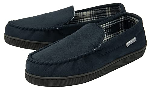 DUNLOP House Slippers for Men Memory Foam Indoor Home Bedroom Comfortable Fleece