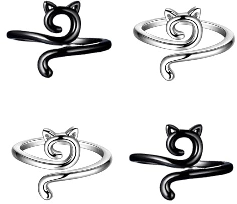 4 Pcs Crochet Ring Crochet Tension Ring Adjustable Rings for Women Womens Rings Knitting Gifts Cat Gifts Crochet Rings Tension Ring for Crocheting (Cat Style)