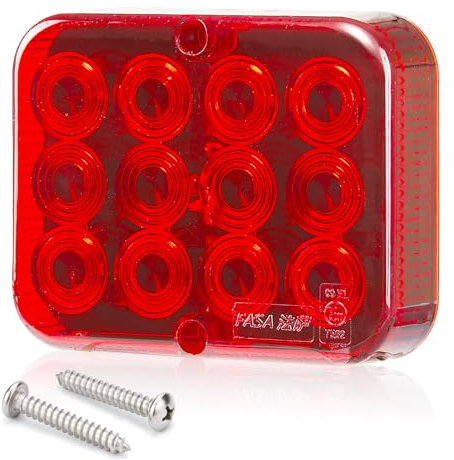 D-TECH 1 Stück Nebelschlussleuchte Rot Anhänger LED Wasserdicht,Nebelschlussleuchten Anhänger LED 12V Universal,IP67,ECE Zulassung,12 LEDs