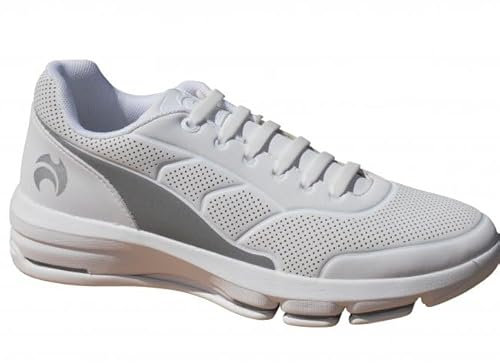Henselite HM75 NO TIE Men's Lawn Bowling Shoes (White and Grey, UK Footwear Size System, Adult, Men, Numeric, Medium, 10)