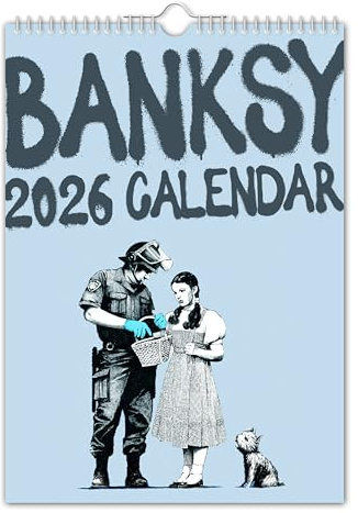 The Calendar King // Banksy - Calendrier mural 2026 - Format A4 // Créatif/Art/Fantaisie/Noël/Anniversaire/Idée cadeau/Présent/Fantaisie/Secret Santa/Planificateur annuel/Cadeau de bureau (couleur