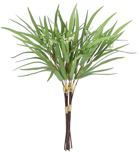 Arborus Faux Eucalyptus Stems Willow Eucalyptus Leaves 20.8 Long Stems Fake Salix Leaves Branches 2pcs Artificial Greenery Bouquets Foliages Plants for Wedding Arrangements Centerpieces Decorations