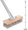 63 Inch Stainless Steel Wire Broom, Deck Scrub Brush with Long Handle Mental Floor Scrubber Wire Deck Brush for Cleaning Moss, Tough Stains on Concrete, Garden, Garage, Patio, Swimming Pool
