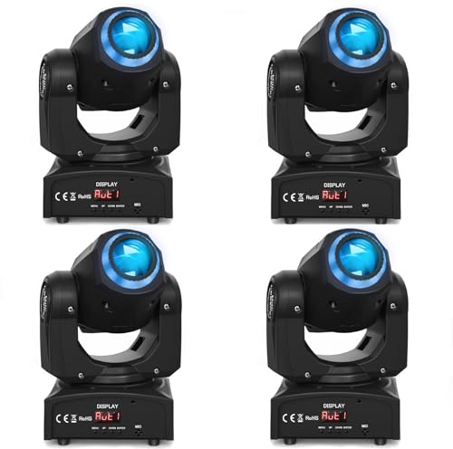 4PCS 50W LED Beam Teste Mobili Luci Palcoscenico, RGBW 8 Gobos 8 Colori Effetto Stroboscopico DMX512 Luci Discoteca Attrezzatura Professionale per DJ Prestazioni Serata KTV