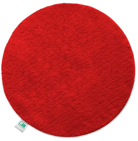 Floordirekt Badematte Sky, Badteppich in Rund, Dichtes, Flauschiges Wohlgefühl für Ihr Zuhause, Badvorleger rutschfest waschbar, schadstoffgeprüft (Rot, 120 cm (Rund))