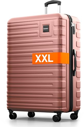 Travely Polycarbonat Koffer Groß 87cm XXL - 150L Innenvolumen, sehr robuster Hartschalenkoffer mit sanften Rollen & TSA Schloss, Reisekoffer, Handgepäck Koffer, Reisekoffer mit Rollen
