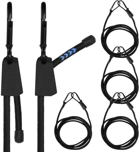 Lot de 4 tendeurs réglables en caoutchouc avec mousquetons - 200 cm - Tendeur de coffre noir - Clip en caoutchouc avec crochets - Corde en caoutchouc pour voile d'ombrage - Tarpaulins - Chargement de