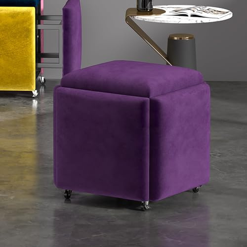 Cubo Di Seduta 5 In 1 Con Ruote Girevoli – Sgabello Ottomano Impilabile In Similpelle O Velluto (35x35x35 Cm O 45x45x45 Cm)(Velvet3,35x35cm(14x14))