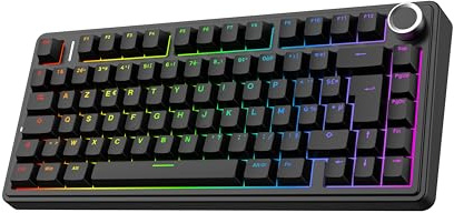 EPOMAKER Aula F75 ISO-FR Clavier Mécanique sans Fil, AZERTY 75%, Clavier Gaming Français avec Bouton Rotatif, RVB, Hot-Swap, Montage Gasket, Son Crémeux, BT/2.4Ghz/Filaire