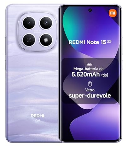 XIAOMI REDMI Note 15 5G, Smartphone 12+512GB, Viola Nebbia, IP65
