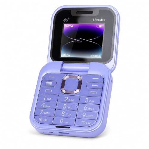 Elprico Telefono a Conchiglia 4G LTE, Telefono Cellulare per Anziani Sbloccato, Doppia SIM, Schermo in Standby da 1,77 con Bluetooth 5.0 e Altoparlante Ad Alto Volume, per Anziani e (PURPLE)