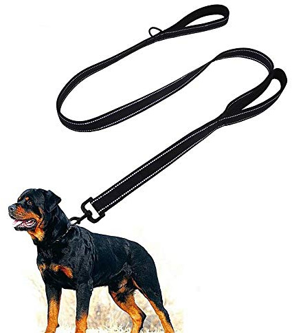 Dog Lead - Heavy Duty Nylon Training Leash for Medium/Large, Reflective Design, 1 Inch Wide,Black (1.5m x 2.5cm).