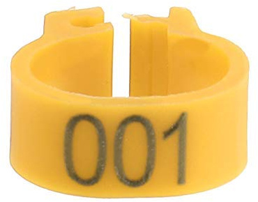100PCS/Bag 8MM Anelli di plastica per fasce per piccioni, 001-100 Anelli di plastica per fasce per uccelli in plastica numerati numerati 001-100 con numero(Giallo)