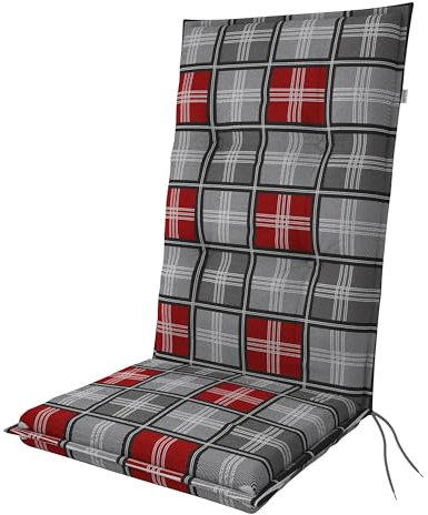Doppler / Hochlehner Motion XL/Gartenstuhlauflage/Hochlehner/Grau Rot Kariert/ca. 122 x 52 x 8 cm