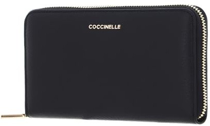 COCCINELLE Metallic Soft Wallet Grained Leather Noir