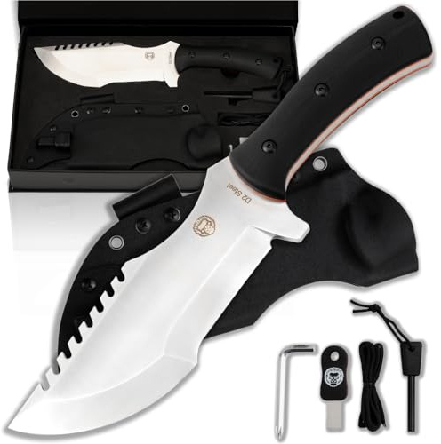 Holtzman's Gorilla Survival Tracker Fixed Blade Hunting & Camping Knife with Fire Starter and Complete Tactical Survival Kit (Black)