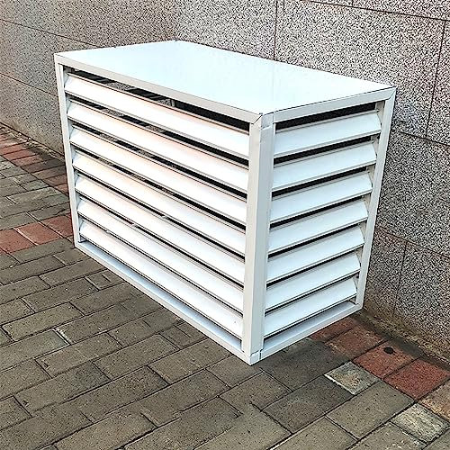 Klimaanlage Zaun Bildschirm Blumenregal Fensterläden, Korrosionsschutz Outdoor Klimaanlage Abdeckung, Sichtschutz Aluminium Klimaanlage Außenrahmen für Außeneinheiten (Farbe: Weiß, Größe: 100 x 70 x