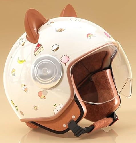 Demi-Casque De Moto 3/4 pour Jeunes Enfants, Demi-Casque Rétro Vespa Ouvert pour VTT, Approuvé ECE pour Garçons Et Filles, Casque Mignon Quatre Saisons Chopper Cruiser Bobber Pilot A,48-55CM