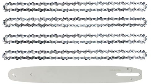4 Stück Sägekette + Schwert 35cm(14) 3/8LP 52 Treibglieder 1.1mm Profi Kette Passend für Diverse Motorsäge Kettensäge, Kompatibel mit Oregon, Bosch, Dolmar, Homelite, Echo, Makita usw.