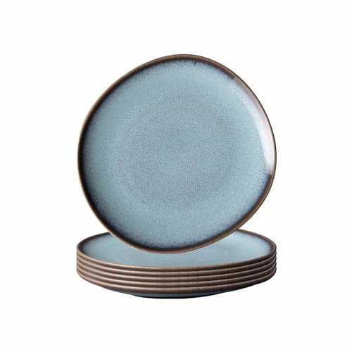 Villeroy & Boch like. by Lave Glacé Lot de 6 assiettes à pain, rondes, 17,5 x 17 x 2 cm, avec glaçage unique, design scandinave, en grès, turquoise