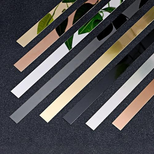 LKYJD 201 Mirror-Like Stainless Steel Sheet Gap Filler, Black Metal Trim Strip for Wall Oven/Microwave Combo/Range/Cooktop, Self-Adhesive Gap Cover -6mmx10m