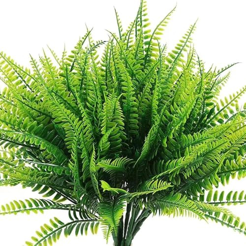 12 st falska ormbunkar, 40 cm UV-beständiga konstgjorda ormbunkar, plast falsk ormbunke, verklighetstrogen ormbunke växt för trädgård främre veranda bord fönsterlåda heminredning