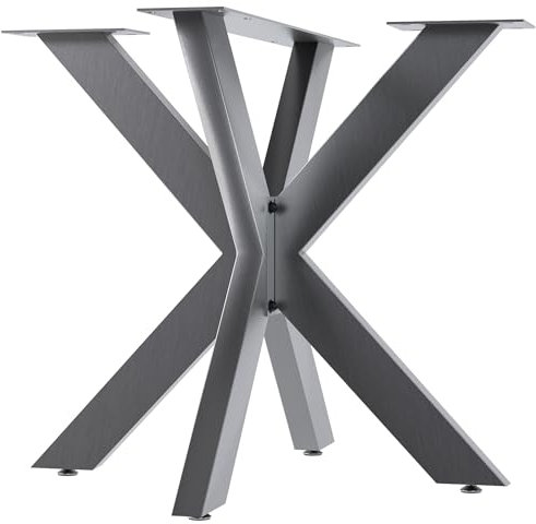 CLP Tischbeine Biloxi I Tischkufen für DIY-Tische I Höhe 71 cm I Sternförmiges Tischgestell aus pulverbeschichtetem Stahl, Farbe:Edelstahl, Größe:85x85 cm
