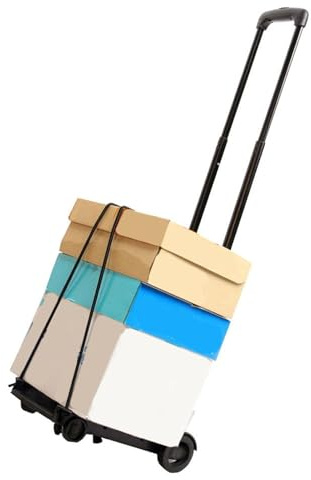 Asixxsix Petit Camion à Main Pliant, ABS et Chariot de Bagages en Fer avec 2 Roues, Capacité de 110 Livres, Dolly Pliable compacte Portable pour Shopping Déménagement Aéroport Voyage