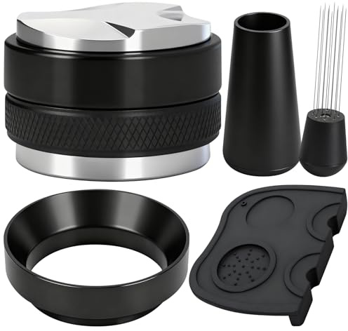 Y-Step Siebträger Zubehör, 51mm Barista Zubehör, Enthält Coffee Distributor and Tamper Leveler, WDT Tool, Dosierring und Silikon tampermatte, Espresso Set für Siebträgermaschine