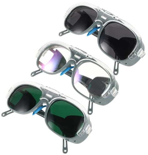 Ipetboom Lunettes de Soudage Verres Interchangeables Transparent Noir et Gris Protection Anti-Éclaboussures et Anti-Poussière Équipement de Sécurité pour Travail de Soudure et Bricolage