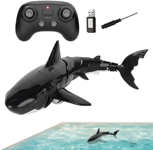 Giocatto Telecomandato - Squalo RC Ad Alta Simulazione | Giochi Acquatici Con Telecomando Ricaricabile USB | Grande Squallo Bianco | Giocattolo Da Piscina E Da Bagno Per Bambini