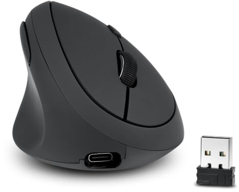 Perixx PERIMICE-719LR, ratón Vertical inalámbrico para Zurdos - Función de Carga Dual con Cable e inalámbrica - Diseñado para Manos pequeñas