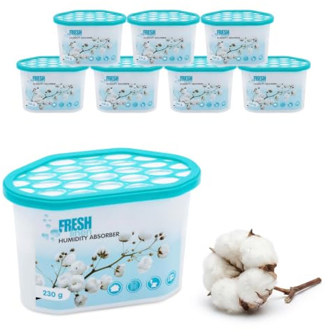 8 cajas deshumidificadoras con 230 g cada una de aroma fresco granulado