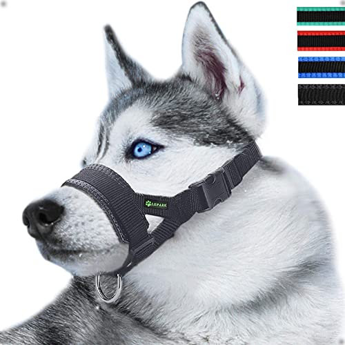 Maulkorb aus Nylon um Hunde vom Beisen, Bellen und Kauen abzuhalten, anpassbare Schlinge (S,Schwarz)