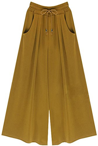 Femme Casual Pantalons Jupe-Culotte Pantalon De Jogging Taille Haute Pantacourt Large 9Jaune 5XL