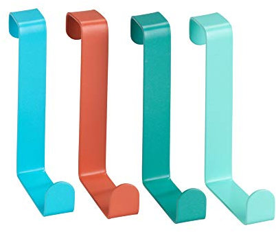 WENKO Türgarderobenhaken 4er Set, Türgarderobe 4 Haken Bunt 1.2 x 6 x 7.6 cm