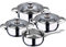 San Ignacio Batería de cocina 7 piezas Cazo sin tapa Ø16 (1.5L) / Cacerola Ø16 (1.5L) Cacerola Ø18 (2.0L) Cacerola Ø20 (3.0L), acero inoxidable, inducción, Color Plateado