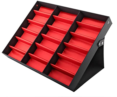Greensen présentoir de Lunettes, boîte de Rangement pour Lunettes de 18 grilles, Organisateur de Bijoux pour Lunettes, étui de Rangement pour Lunettes avec Protection Contre la
